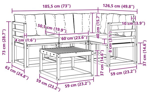VidaXL Kültéri kanapé szett párnával 5 pcs Fehér és Bézs