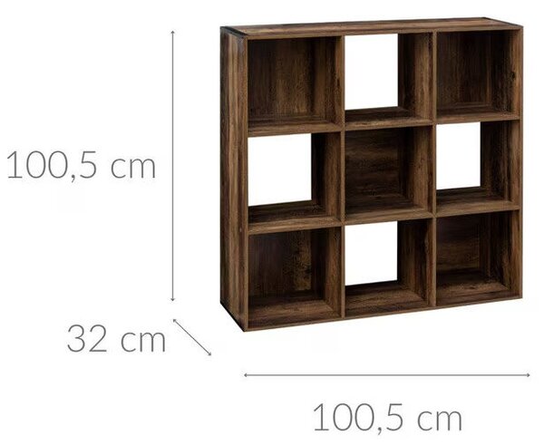 Ceda Mix n Modul polc 9 rekeszes, PAL, 101x32x101 cm, barna