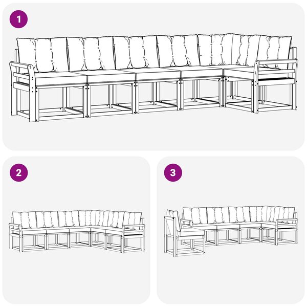 VidaXL Kültéri kanapé szett párnával 6 pcs Fehér és Krém színű