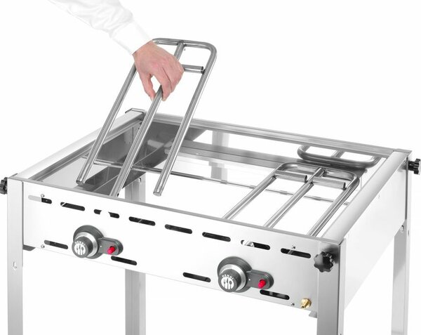 Hendi Green Fire grillsütő, 2 égővel, Profi Termékcsalád, 2 Rozsdamentes acél GN 1/1 grillsütő rács, 11,6kW, 740x612x(H)825mm