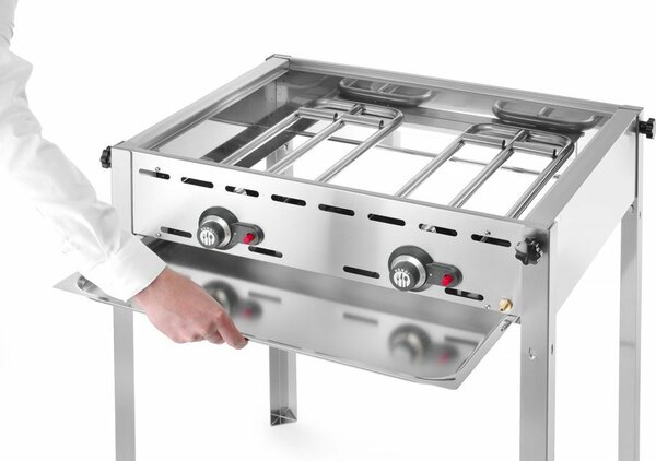 Hendi Green Fire grillsütő, 2 égővel, Profi Termékcsalád, 2 Rozsdamentes acél GN 1/1 grillsütő rács, 11,6kW, 740x612x(H)825mm