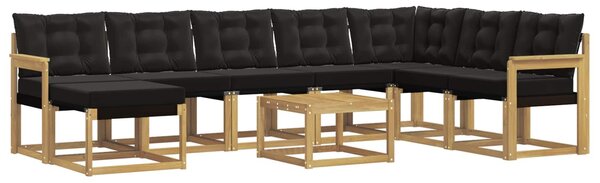 VidaXL Kültéri kanapé szett párnával 9 pcs Fehér és Fekete