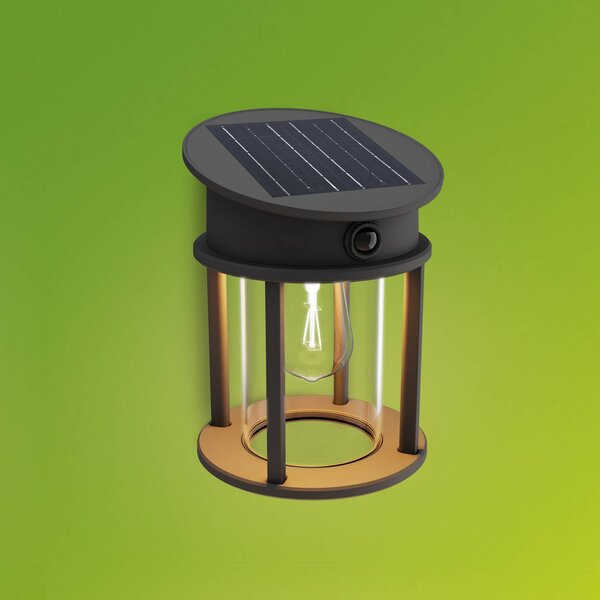 Philips Geri UE érzékelős LED-es napelemes kültéri fali lámpa, kerek, IP44, Fekete, fém