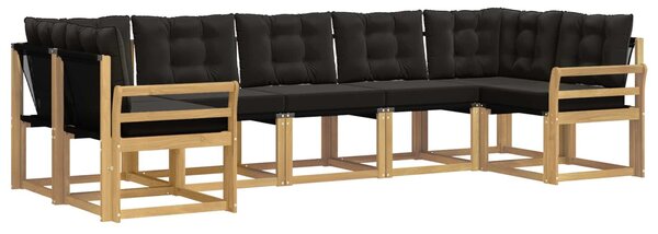 VidaXL Kültéri kanapé szett párnával 7 pcs Fehér és Fekete