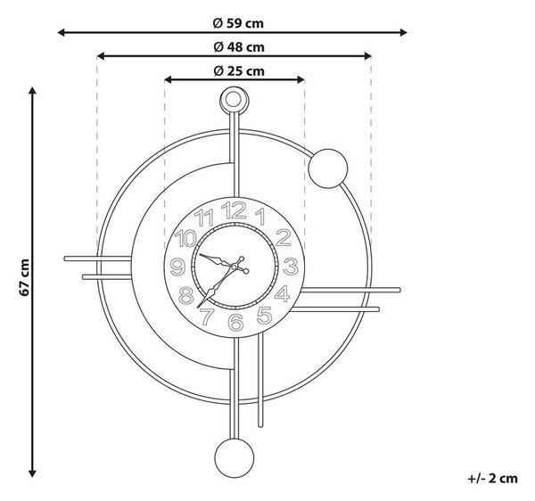Fali óra ALLOGNY 59 cm Fém Arany