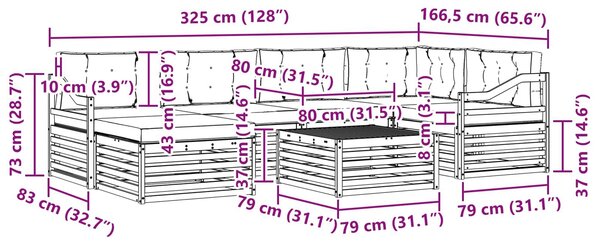 VidaXL Kültéri kanapé szett párnával 7 pcs Fehér és Krém színű