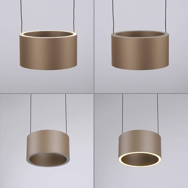 PURE Clipse LED függő lámpa, bronz színű, Ø 20 cm, CCT, 2 izzós, dimmelhető, Bronz / antik sárgaréz, Nappali / Étkező, fém, Modern