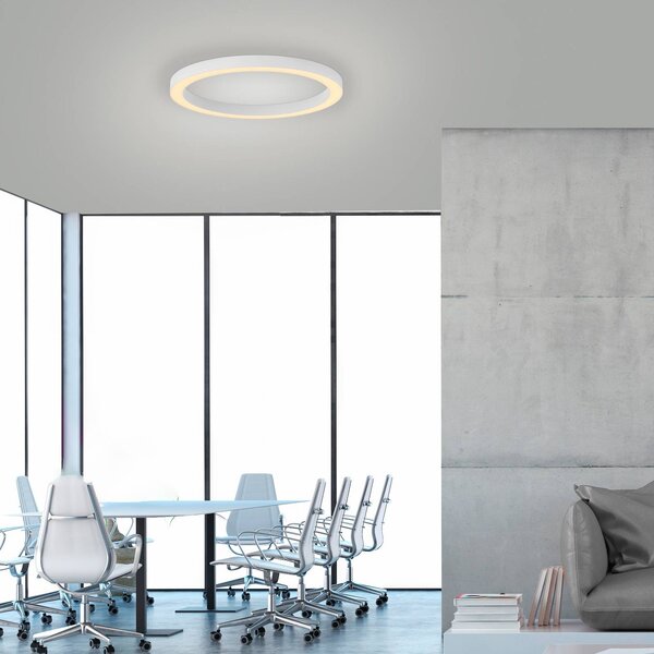 PURE Lines LED mennyezeti lámpa, 50 cm átmérőjű, fehér CCT, távirányítóval, dimmelhető, Fehér / opál, Nappali / Étkező, Alumínium, Modern
