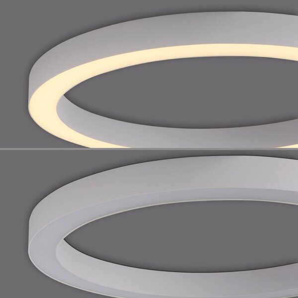PURE Lines LED mennyezeti lámpa, 50 cm átmérőjű, fehér CCT, távirányítóval, dimmelhető, Fehér / opál, Nappali / Étkező, Alumínium, Modern