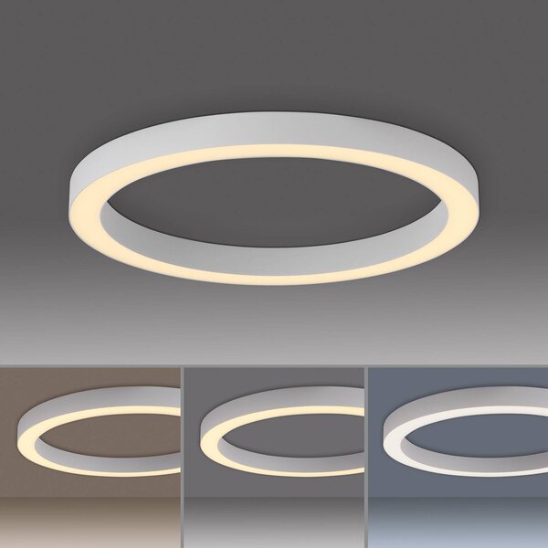 PURE Lines LED mennyezeti lámpa, 50 cm átmérőjű, fehér CCT, távirányítóval, dimmelhető, Fehér / opál, Nappali / Étkező, Alumínium, Modern