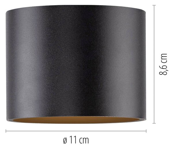 PURE Point LED fürdőszoba mennyezeti világítás, fekete, Ø 11 cm, IP44, dimmelhető, Fekete, Fürdőszoba, fém, Modern