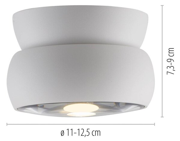 PURE Move LED mennyezeti spotlámpa, fehér, átmérő 12 cm, fém/üveg, dimmelhető, Fehér / opál, Nappali / Étkező, fém, Modern