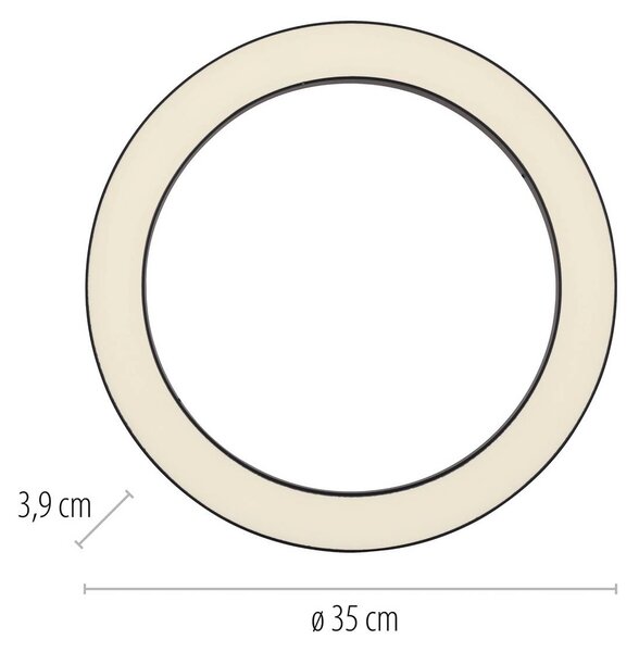PURE Lines LED mennyezeti lámpa, 35 cm átmérőjű, grafit színű, CCT,, dimmelhető, Fekete, Nappali / Étkező, Alumínium, Modern