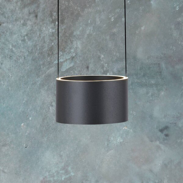 PURE Clipse LED függő lámpa, szürke, Ø 20 cm, CCT-fényerőszabályozó, 2 izzós, dimmelhető, Alu / szürke / cink, Nappali / Étkező, fém, Modern