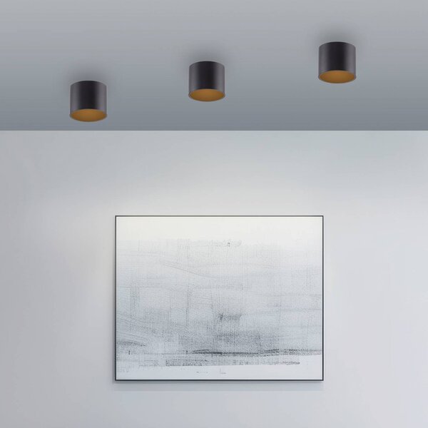 PURE Point LED fürdőszoba mennyezeti világítás, fekete, Ø 11 cm, IP44, dimmelhető, Fekete, Fürdőszoba, fém, Modern