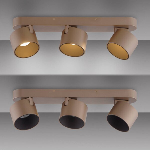 PURE Cup LED mennyezeti spotlámpa, bronz színű, 56 cm, fém, 3 izzós, dimmelhető, Bronz / antik sárgaréz, Nappali / Étkező, fém, Modern