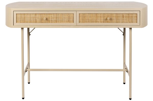 White Label Bézs fa fésülködőasztal rattan töltettel WLL AMAYA 120 x 40 cm