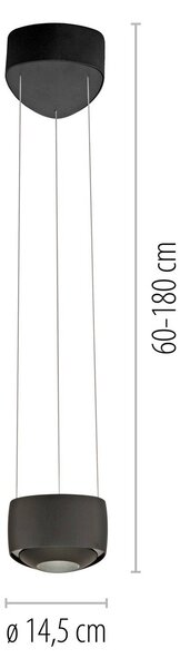 Paul Neuhaus LED függő világítás Q-Stretto, fekete, Ø 14,5 cm, dimmelhető, Fekete, Nappali / Étkező, fém, Modern