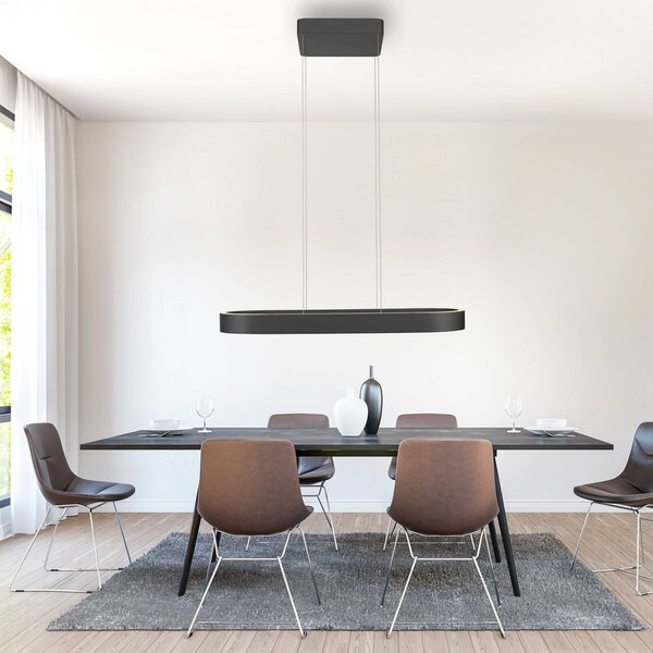 Paul Neuhaus LED lógó világítás Q-Stretto, fekete, 86,8 cm, dimmelhető, Fekete, Nappali / Étkező, fém, Modern