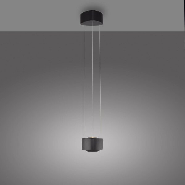 Paul Neuhaus LED függő világítás Q-Stretto, fekete, Ø 14,5 cm, dimmelhető, Fekete, Nappali / Étkező, fém, Modern