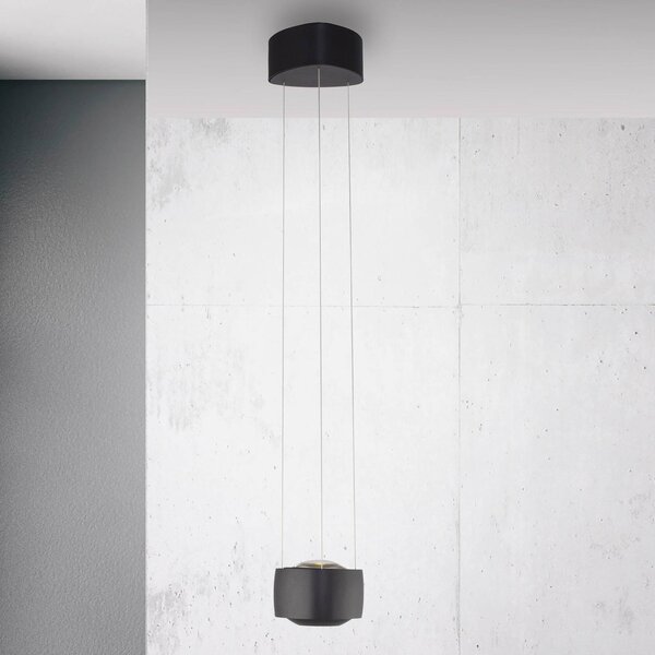 Paul Neuhaus LED függő világítás Q-Stretto, fekete, Ø 14,5 cm, dimmelhető, Fekete, Nappali / Étkező, fém, Modern