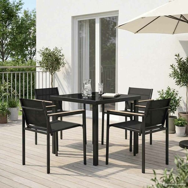VidaXL Kültéri Bútor Szett 5 pcs Fekete és Antracit 80 x 80 x 73 cm