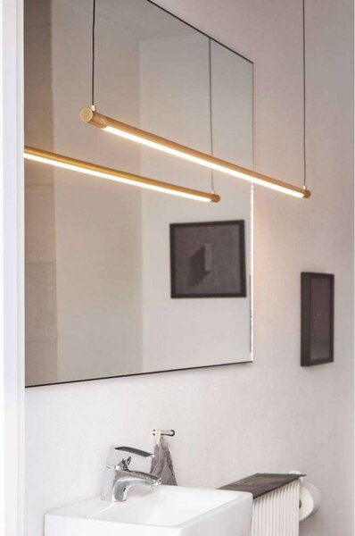 LOOM DESIGN LED függő világítás Straw 200, arany, alumínium, dimmelhető, Sárgaréz / arany, Nappali / Étkező, Alumínium, Modern