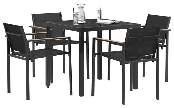 VidaXL Kültéri Bútor Szett 5 pcs Fekete és Antracit 80 x 80 x 73 cm