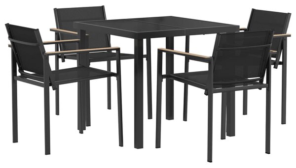 VidaXL Kültéri Bútor Szett 5 pcs Fekete és Antracit 80 x 80 x 73 cm