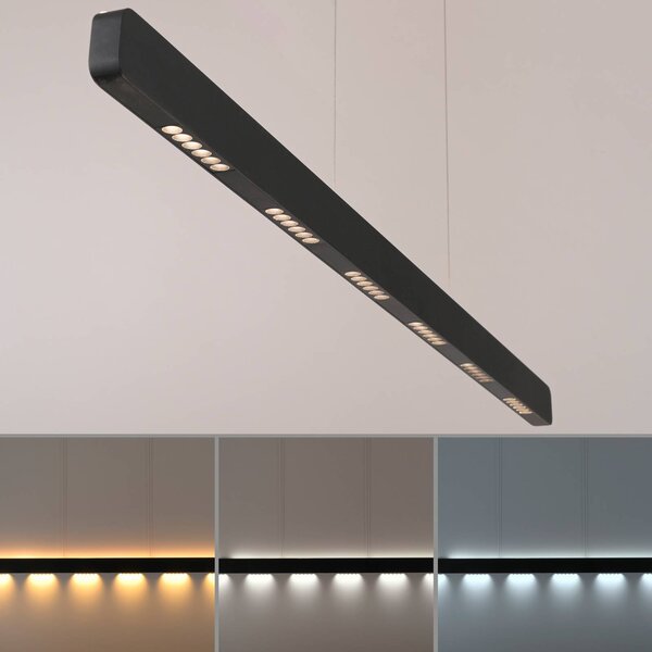 Paul Neuhaus LED lógó világítás Q-Stretto, fekete, 120 cm, dimmelhető, Fekete, Nappali / Étkező, fém, Modern