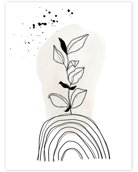 Fekete-fehér virág- Falikép