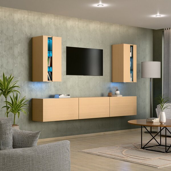 Intenso Concept-21 nappali faliszekrény sor - 240 cm (világos tölgy)