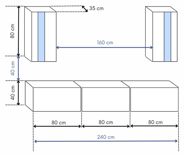 Intenso Concept-21 nappali faliszekrény sor - 240 cm (szürkésbarna)