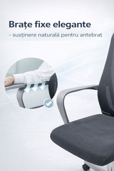 Ergonomikus, állítható irodai és gamer szék, szürke, 2D fejtámla, szinkronmechanizmus, hálós háttámla a fokozott kényelemért