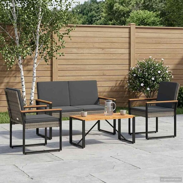 VidaXL Kültéri Bútor Szett 4 pcs Szürke és sötétszürke polirattan