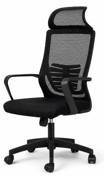 Ergonomikus, állítható irodai és gamer szék, sötétfekete, 2D fejtámla, szinkronmechanizmus, hálós háttámla a fokozott kényelemért
