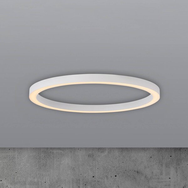 PURE Lines LED mennyezeti lámpa, 70 cm átmérőjű, fehér, CCT távirányítóval, dimmelhető, Fehér / opál, Nappali / Étkező, Alumínium, Modern