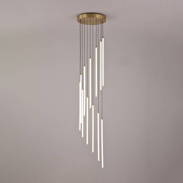 Searchlight LED lógó lámpa Flare, sárgaréz színű, Ø 35 cm, CCT, 12 izzós., dimmelhető, Sárgaréz / arany, Nappali / Étkező, fém