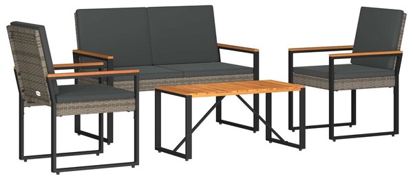 VidaXL Kültéri Bútor Szett 4 pcs Szürke és sötétszürke polirattan