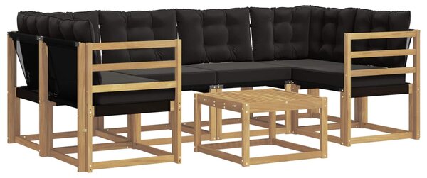 VidaXL Kültéri kanapé szett párnával 7 pcs Fehér és Fekete