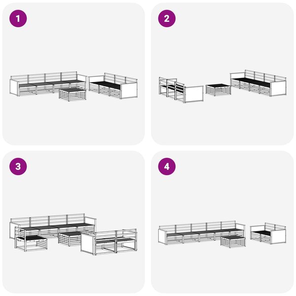 VidaXL Kültéri kanapé szett 8 pcs Természetes Tömör Akácfa