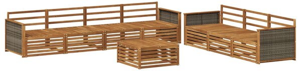 VidaXL Kültéri kanapé szett 8 pcs Természetes Tömör Akácfa