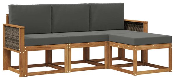 VidaXL Kültéri kanapé szett párnával 4 pcs Természetes és antracit