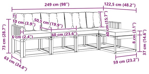 VidaXL Kültéri kanapé szett párnával 5 pcs Fehér és Bézs