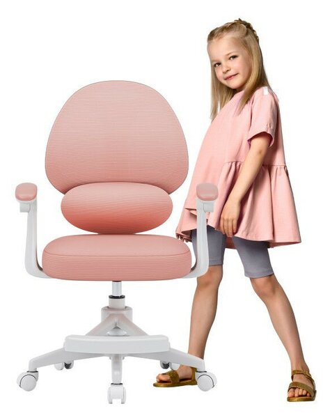 Gyermek forgószék forgatható, reteszelhető görgőkkel, ergonomikus, rózsaszín