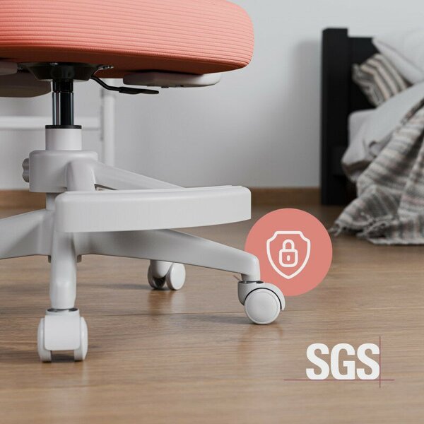 Gyermek forgószék forgatható, reteszelhető görgőkkel, ergonomikus, rózsaszín