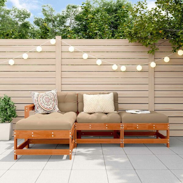 VidaXL Kerti lounge szett 4 pcs Viaszbarna Tömör Fenyőfa