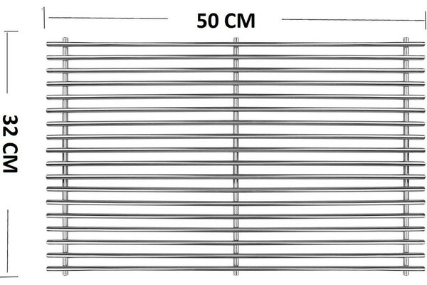GFTIME barbecue grill, 50x32 cm, rozsdamentes acél, szürke