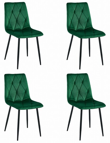 Valora Tyra szék sötétzöld bársony / fekete lábak x 4