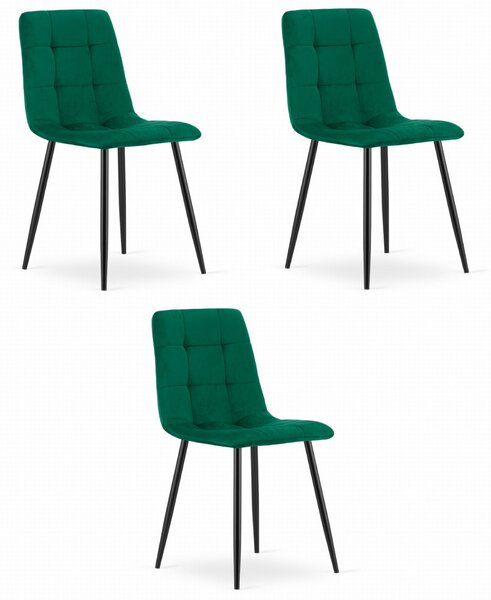 Valora PYRA szék, sötétzöld bársony, modern dizájn, 3 db